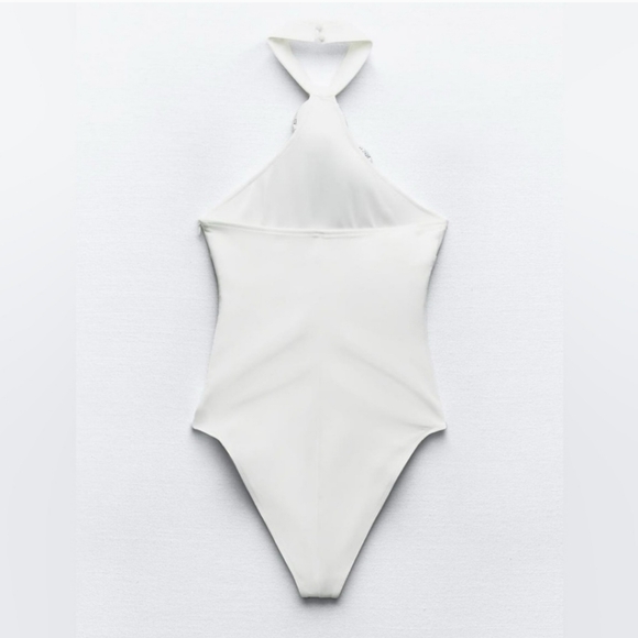 FLORAL JEWEL HALTER NECK BODYSUIT SIZE L - Picture 9 of 10